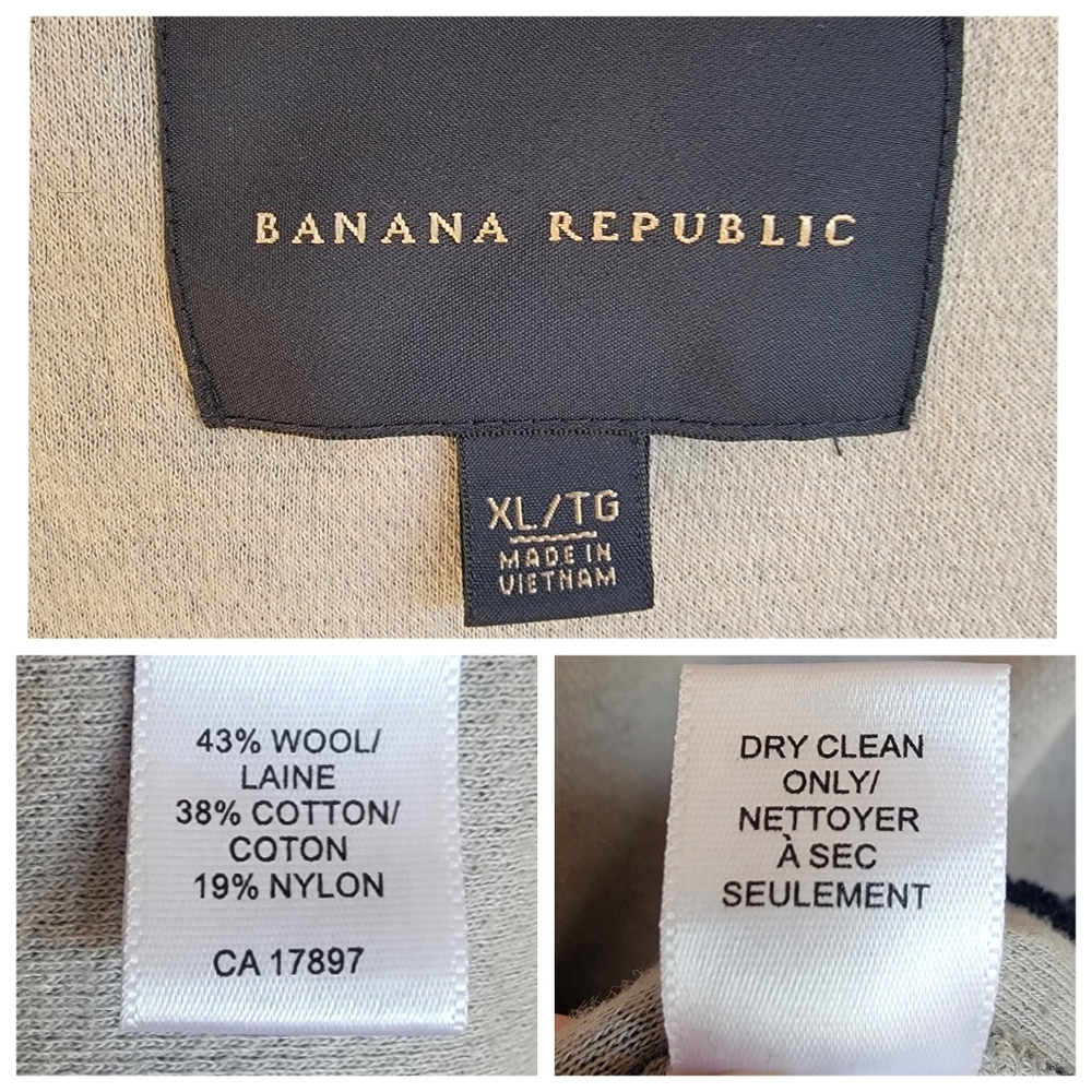 Banana Republic Tactical Sweater Preppy Cardigan Wool Blend Navy Blue Me… - Picture 14 of 17